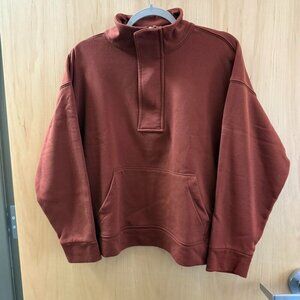 A New Day Rust Funnel Neck Quarter Zip Pullover Sweatshirt Size Large